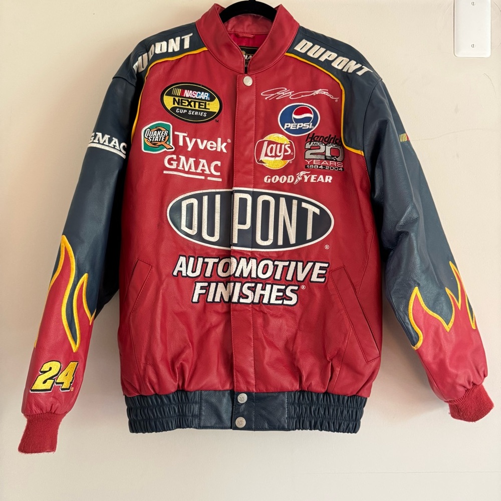 Vintage Jeff Gordon #24 DuPont NASCAR Leather Jacket Chase Authentics